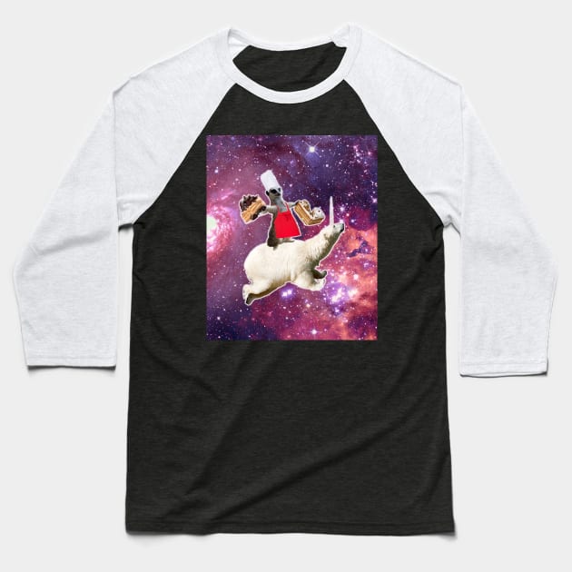 Lemur Riding Bear Unicorn Eating Cake Baseball T-Shirt by Random Galaxy